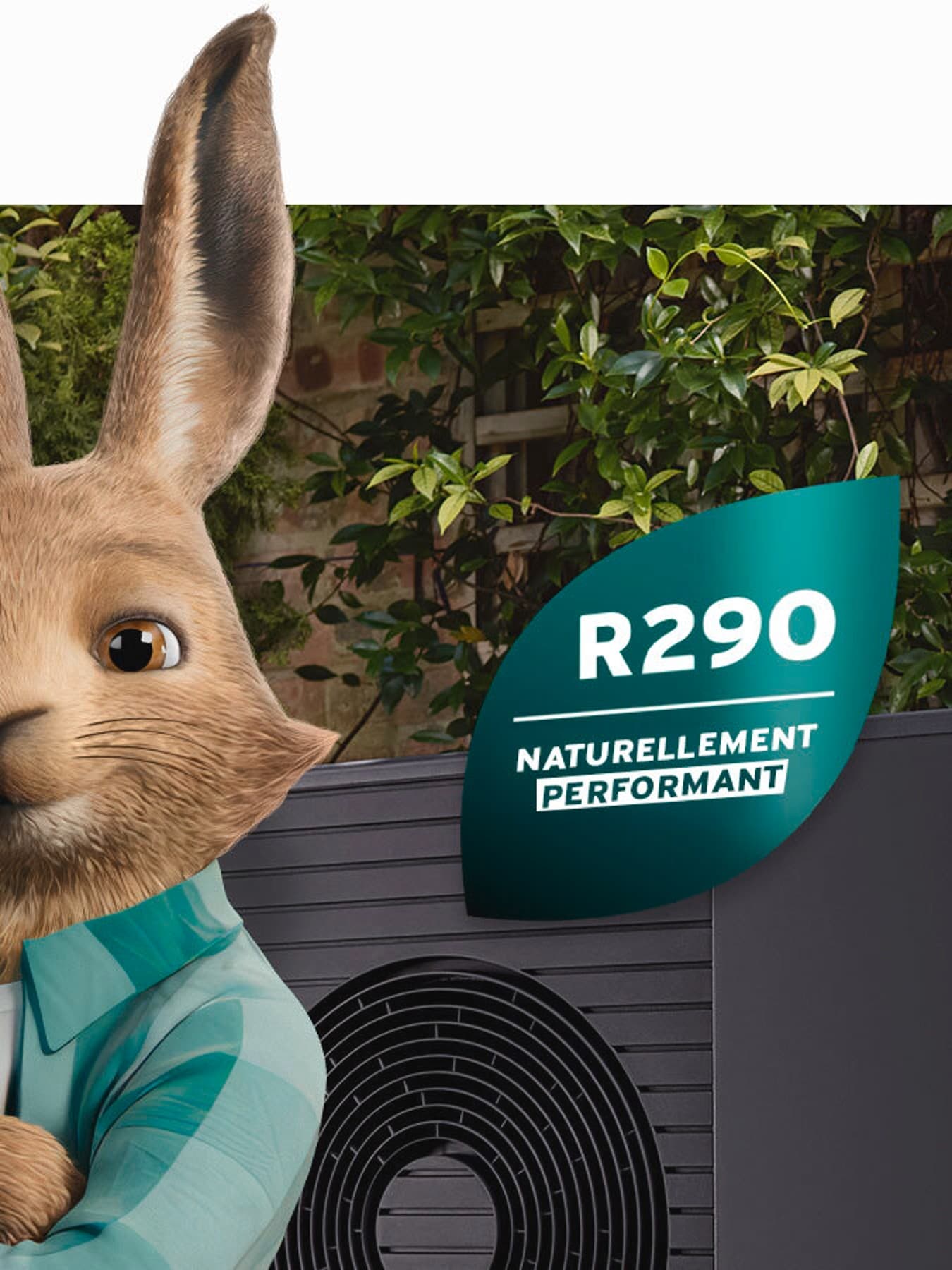 Vaillant-haas met logo voor natuurlijke koudemiddelen voor een aroTHERM plus-warmtepomp