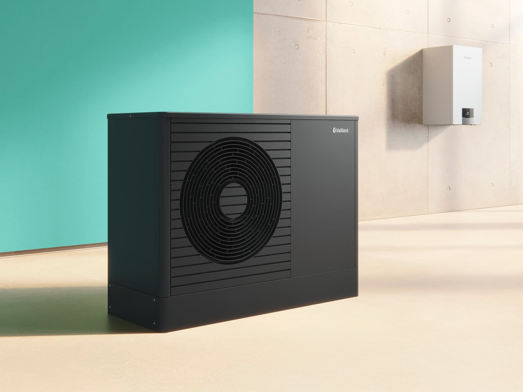 Hybride verwarmingssysteem met een warmtepomp in een bijkeuken