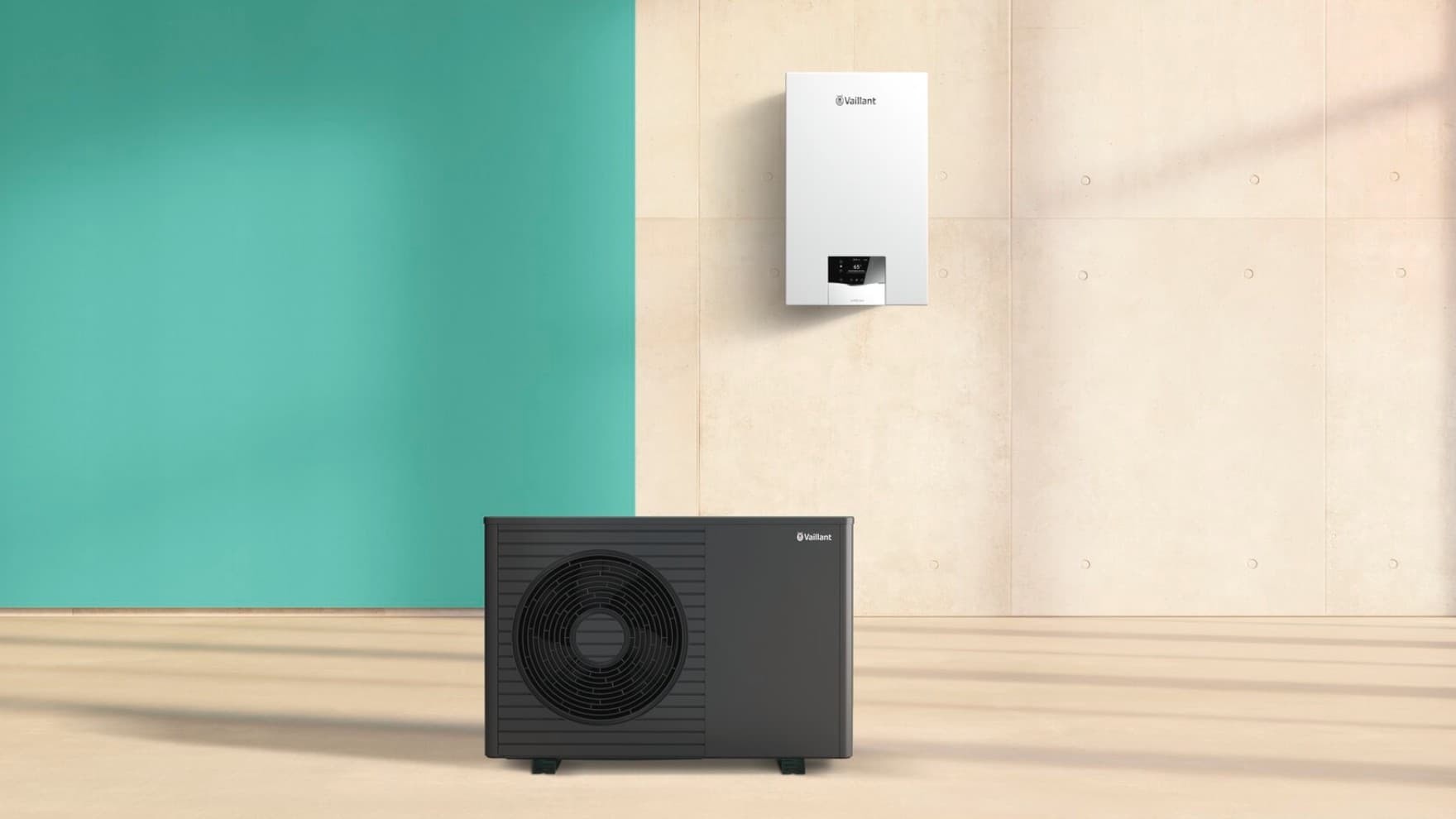 Hybride verwarmingssysteem met aroTHERM plus warmtepomp en ecoTEC plus gasketel