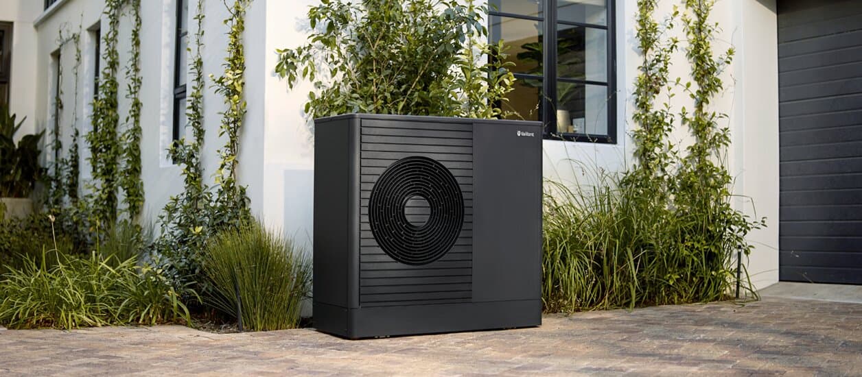 aroTHERM plus placed in front of house