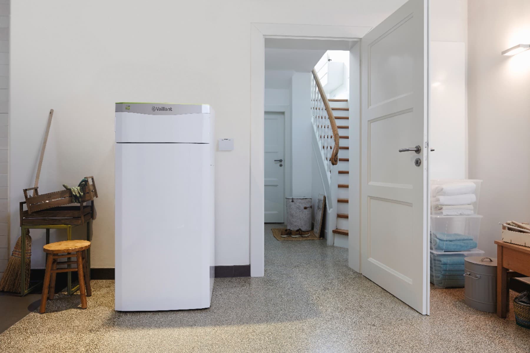 Waterbronwarmtepomp in een bijkeuken