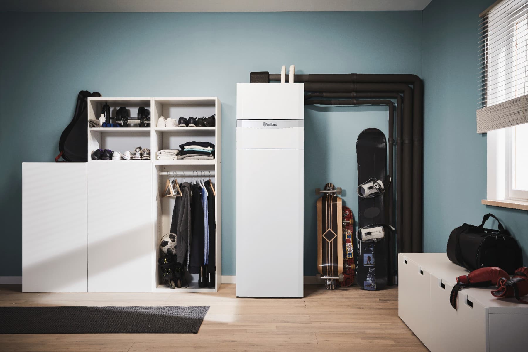 Binnenwarmtepomp in een bijkeuken