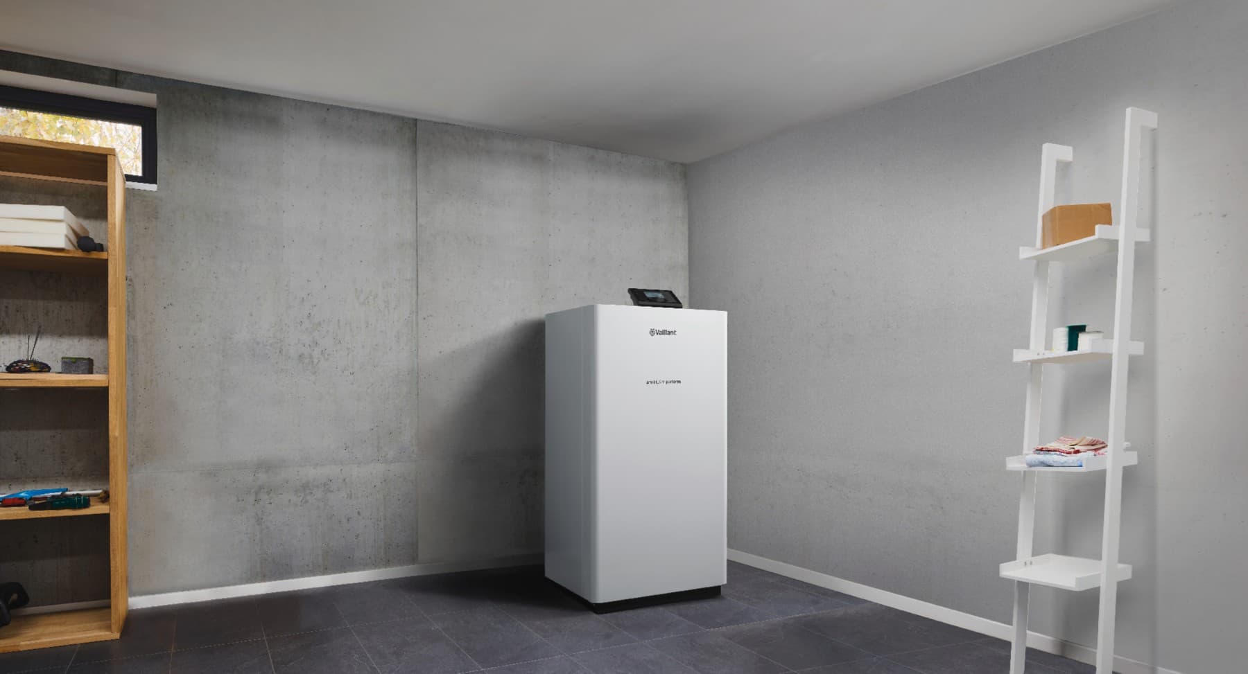 Grondwarmtepomp in een bijkeuken