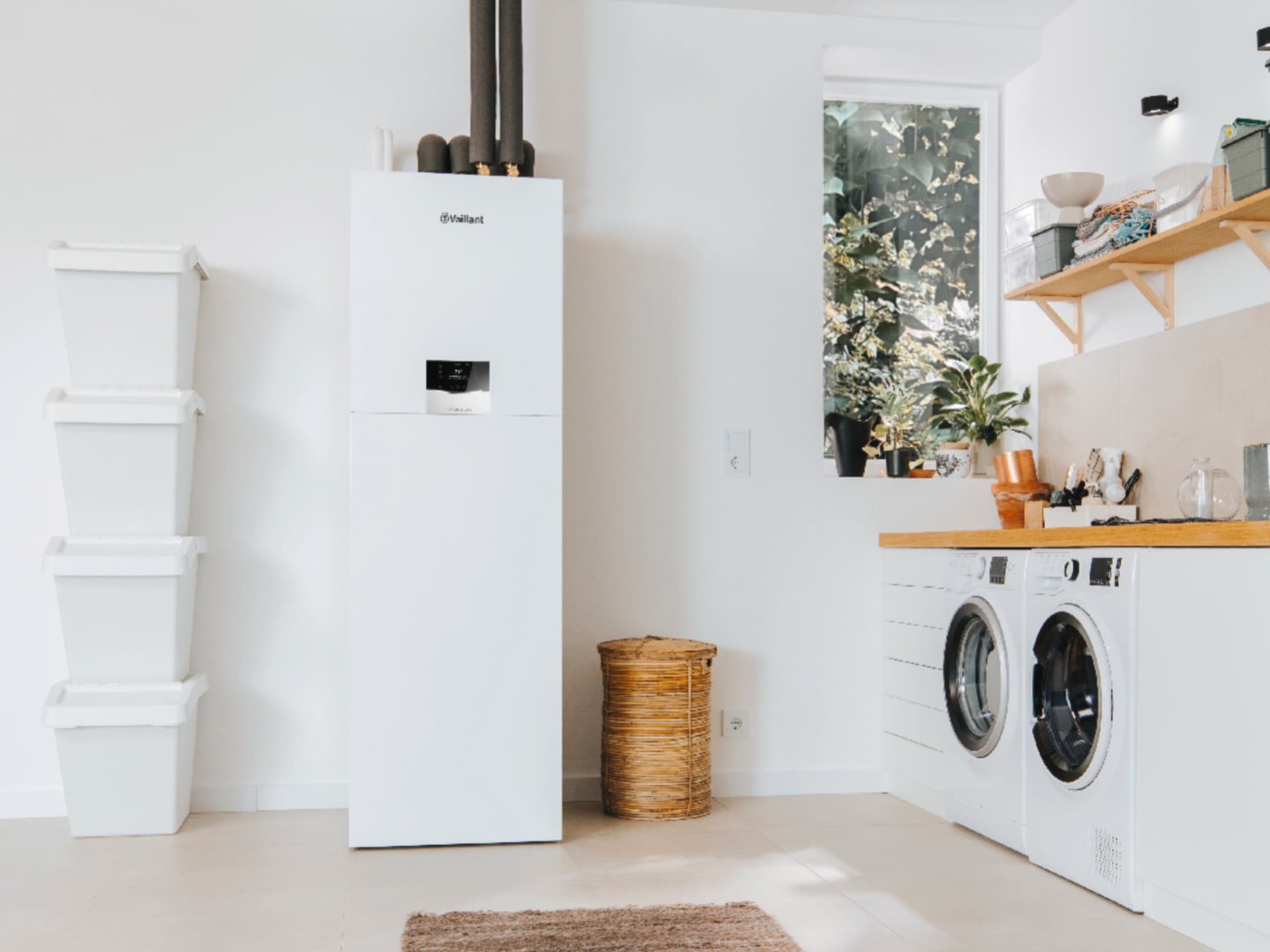 Warmtepomp binnen geplaatst