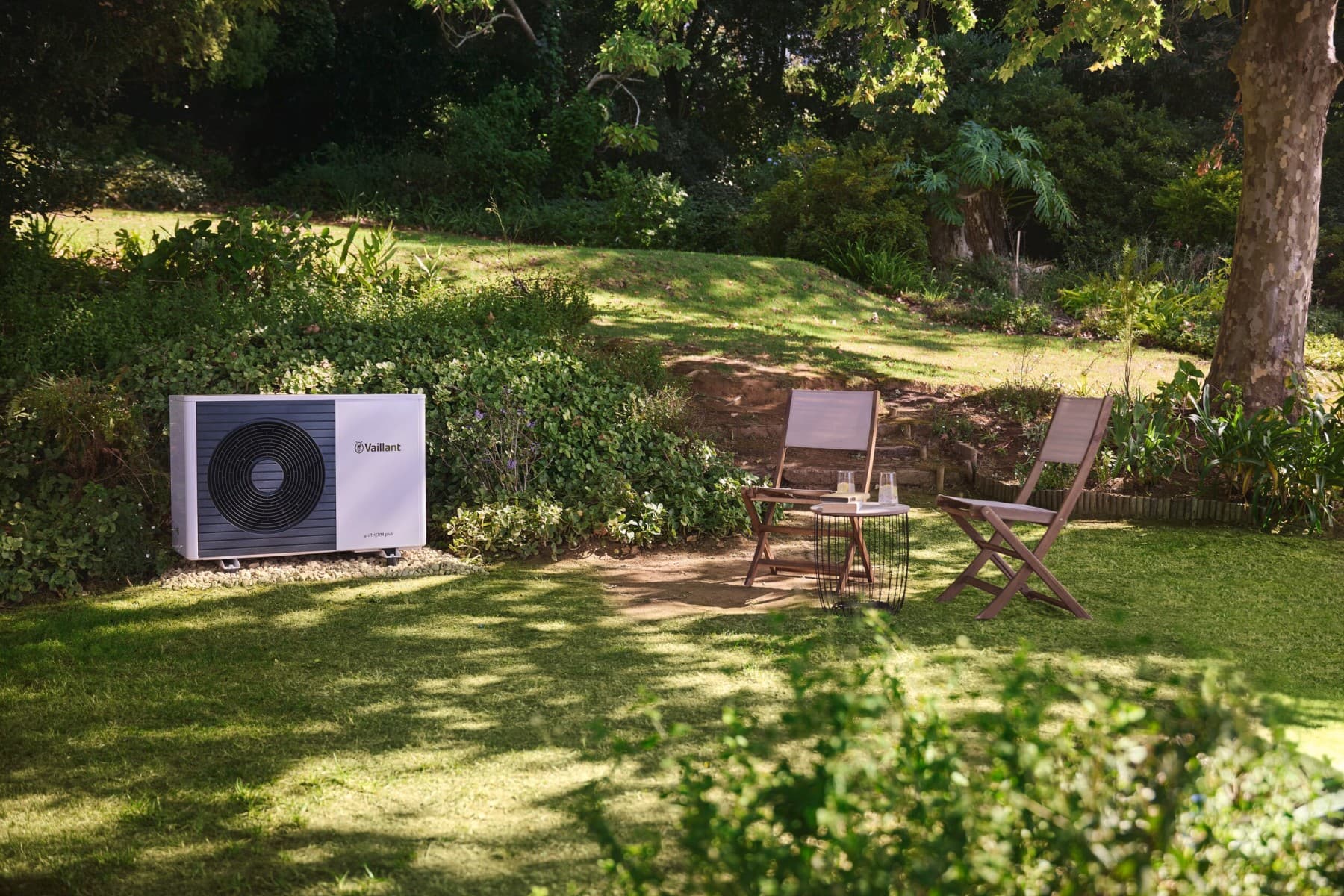 Warmtepomp in de tuin