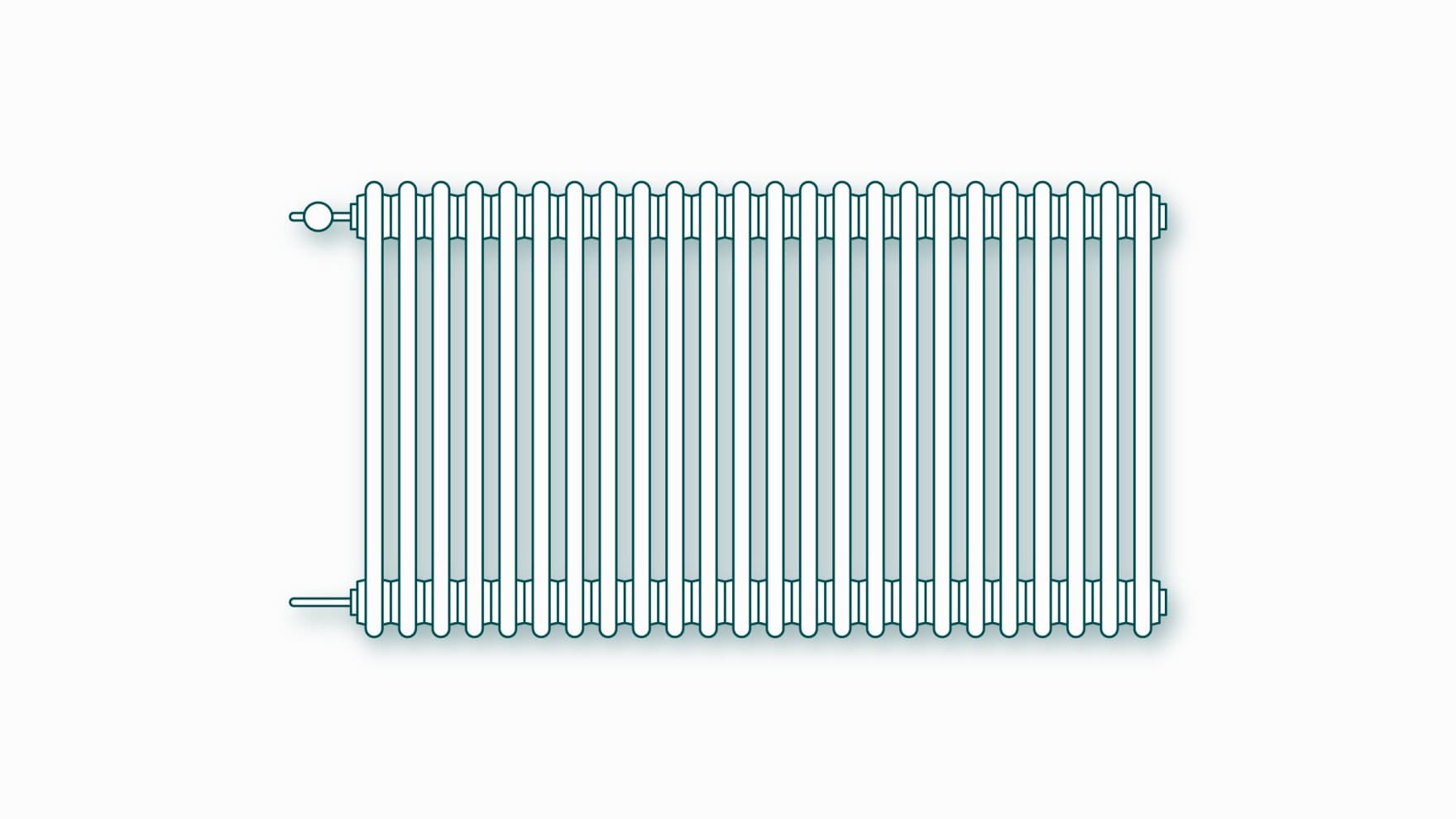 Schets van een stalen / gietijzeren radiator