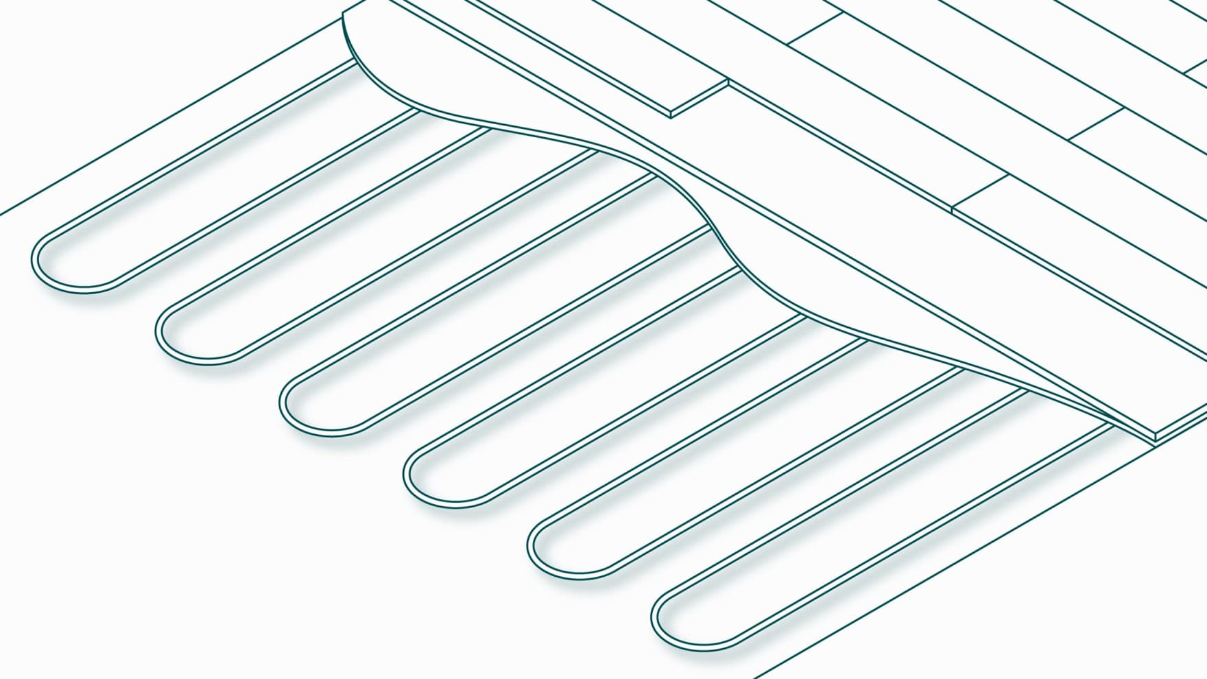 Schets van een vloerverwarming