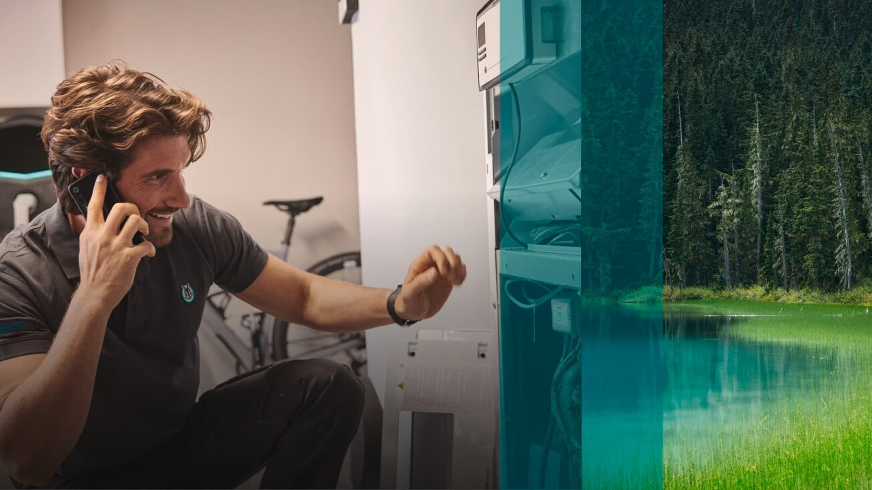 Man die aan een boiler werkt